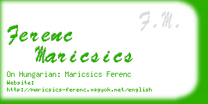 ferenc maricsics business card